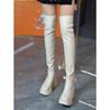 Small Skinny Over-the-knee Boots Women's 2025 New Round Head Thick-soled Boots Women's Elastic Boots Versatile and Thin Knight Boots