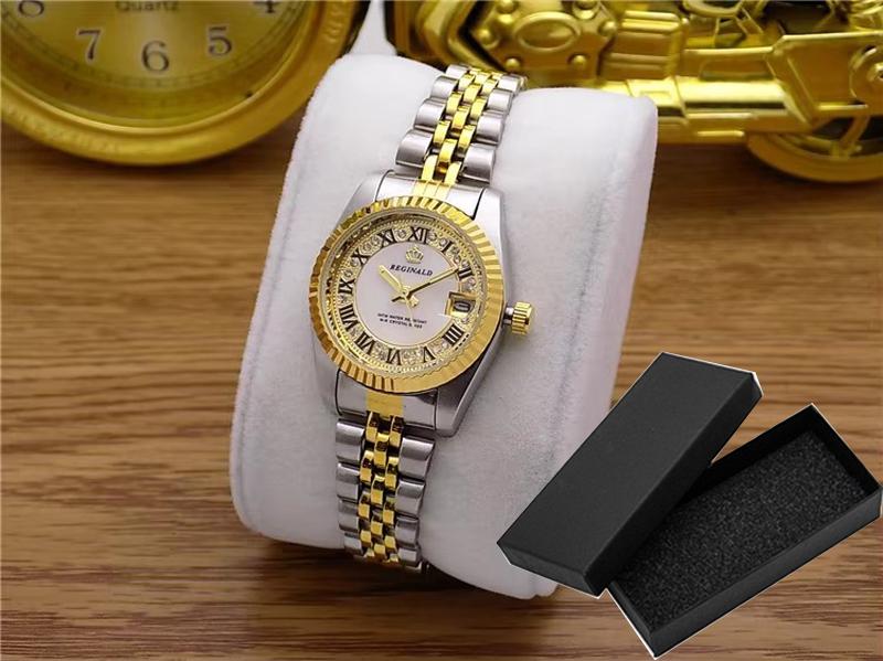 REGINALD Brand Date Waterproof Crystals Men Watch Steel Wrist Watch Business Lover's Dress Gift Watches Montre Homme Reloj