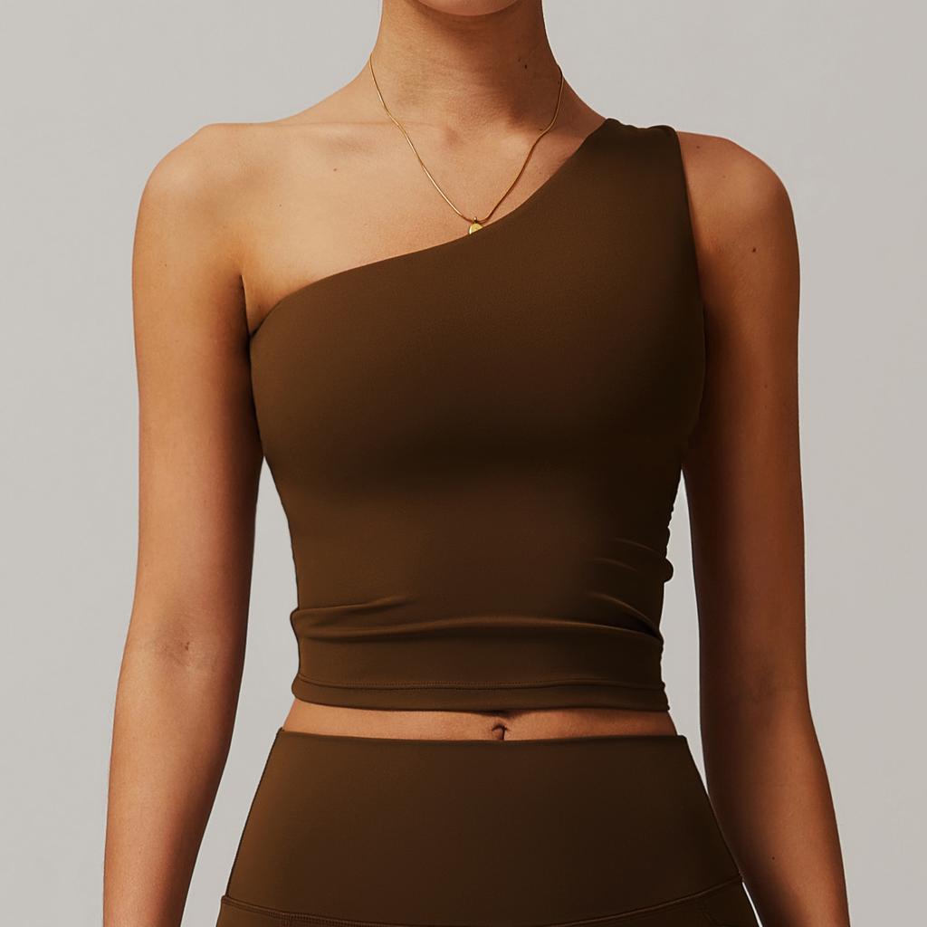 New Cloud Inspired Slanted Shoulder Waist Yoga Vest, Quick Drying Sports Shaping Underwear, Running And Fitness Vest For Women