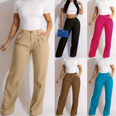 European and American Women's Clothing High-waisted Straight Casual Pants Loose and Loose and Thin Commuting Versatile