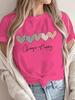 Choose Happy Women's Tee - Boho Leopard Heart Graphic Maroon Top