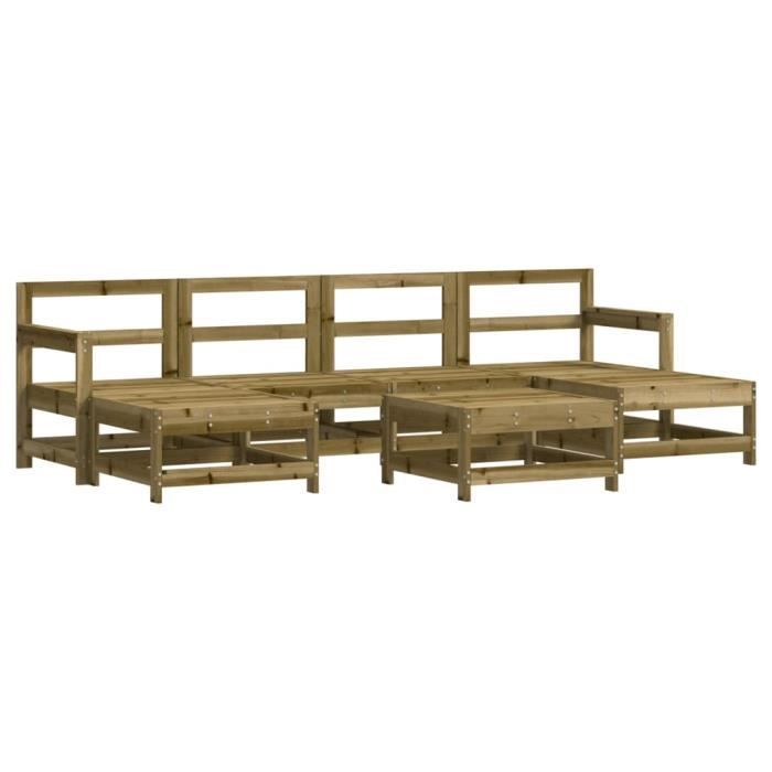 VidaXL Salon de jardin 7 pcs avec coussins bois de pin imprégné 3185940