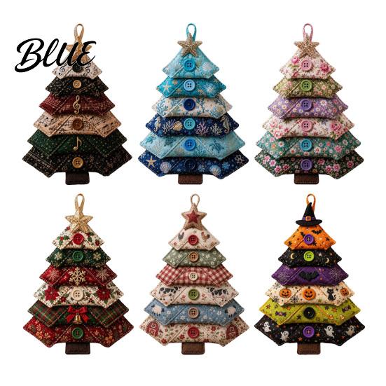 Handmade Seasonal Home Decor DIY Quilted Fabric Tree Kit Halloween Sewing Craft Creative Gift for Lovers Christmas Hanging Ornament Holiday Projects