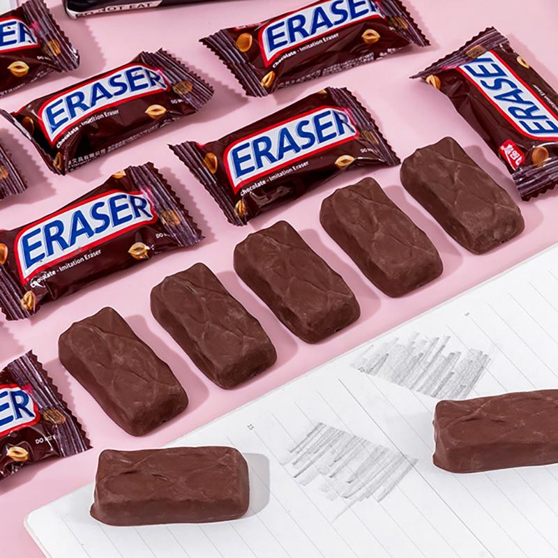 Chocolate Shaped Rubber Eraser Cartoon Design Creative Simulation Kids Stationery Set Classroom Supplies Fun Gift