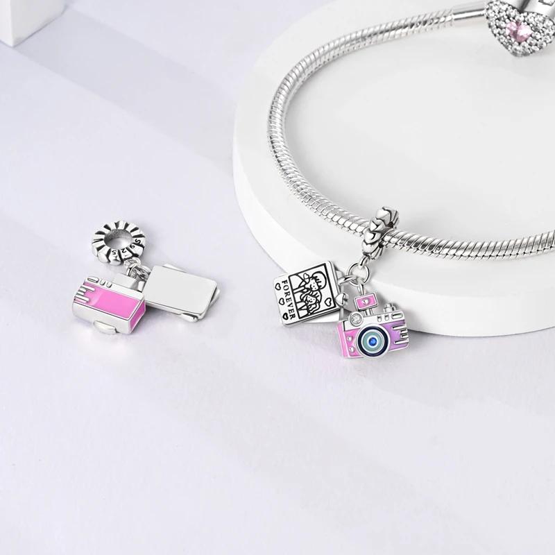 

Authentic Charm Bead Charms copper Pink Camera Couple Photo Pendants Compatible With Charm Bead Charms Plata Bracelets Ideal For Women Women Jewellery