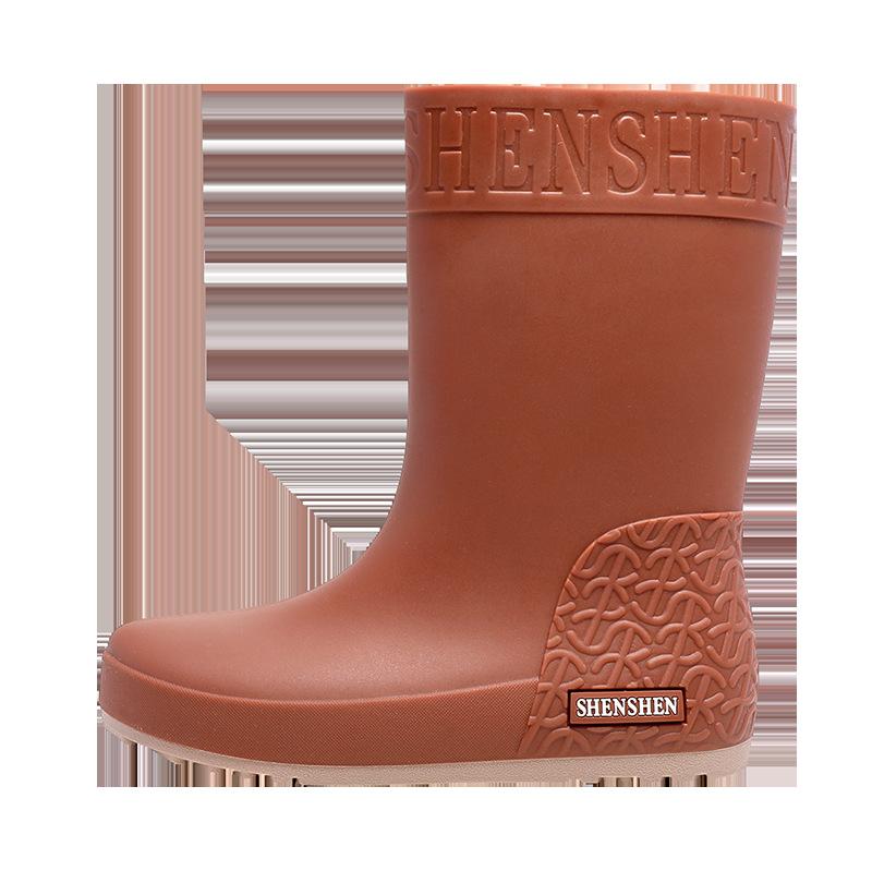 

дождевая обувь женская модная универсальная трендовая водонепроницаемая нескользящая резиновая дождевая обувь бархатная теплая 40 коричневый