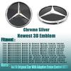 For Benz C-CW205 Silver Border 3D Mirror Emblem For Mercedes Benz A W176 B W246 C W205 Class Matte Black OE Style Front Grille Star Emblem Logo