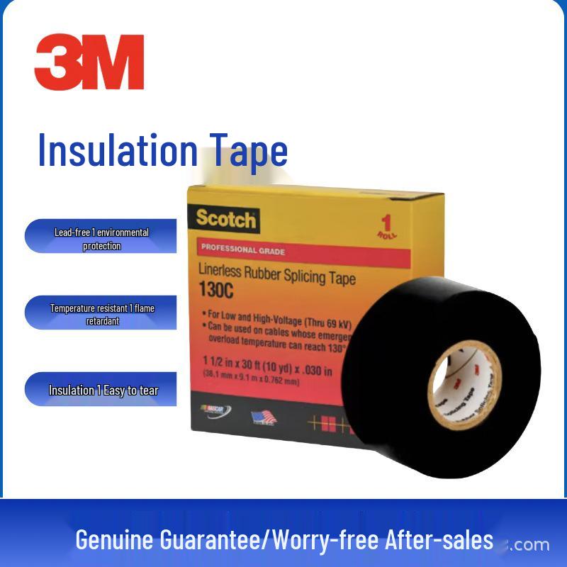

3M 130C High-Temp Resistant Self-Adhesive Insulating Electrical Tape, Professional Grade, 19mm x 9.1m x 0.76mm