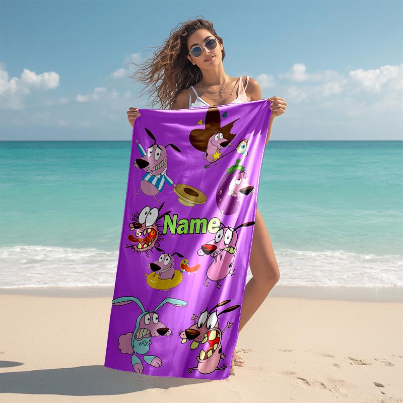 Personalized Customized Proof Beach Towel with Courage the Cowardly Dog Pattern - Soft, Absorbent, Quick-drying, Perfect Swimming, Camping&bathing