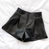 Shorts Women's Loose High Waist Leather Pants Solid Color Casual Wide Leg Pants