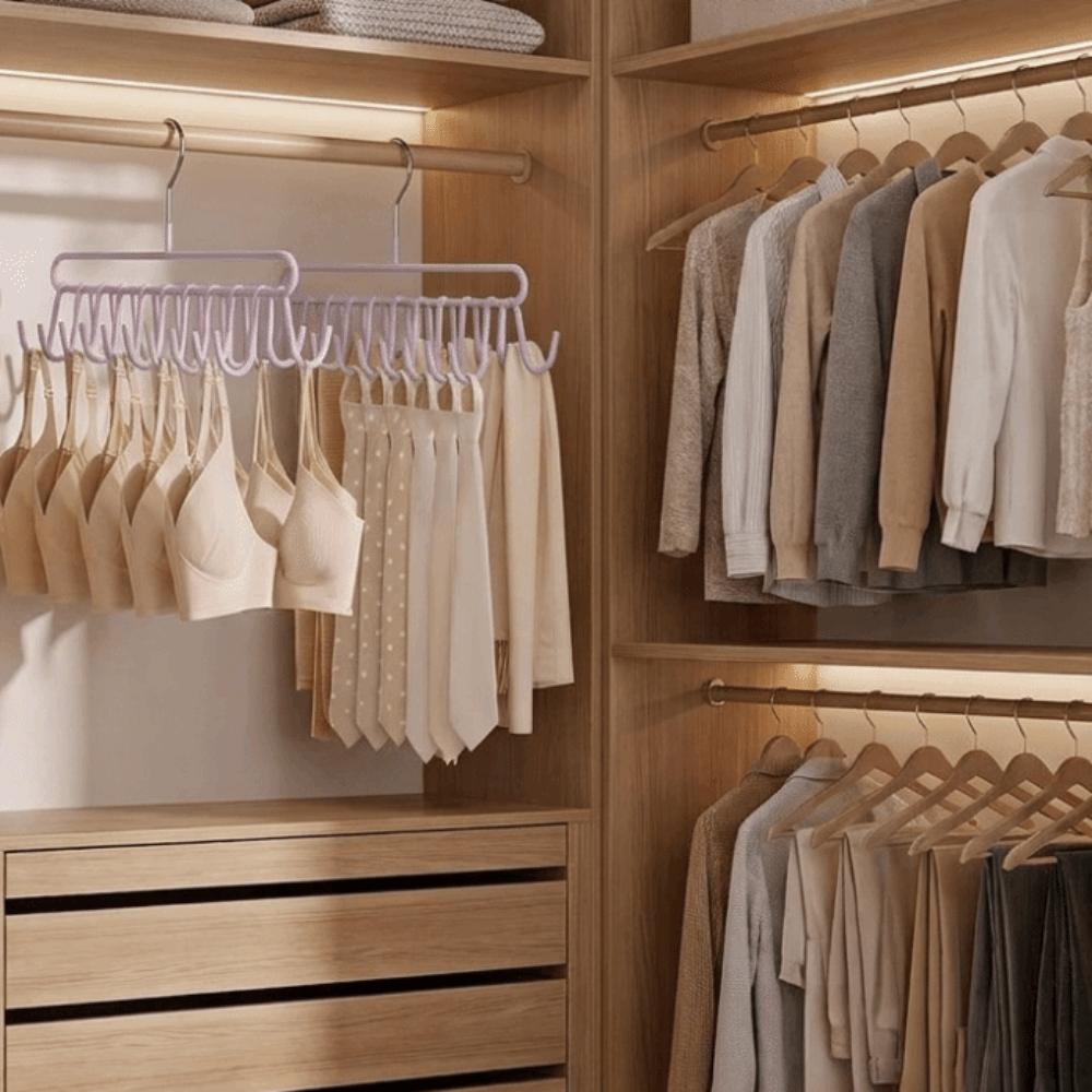 2PCS Practical 20 Hooks Camisole Bra Hook Space Saving Metal Vest Rack Non-slip Clothes Drying Rack Wardrobe Storage