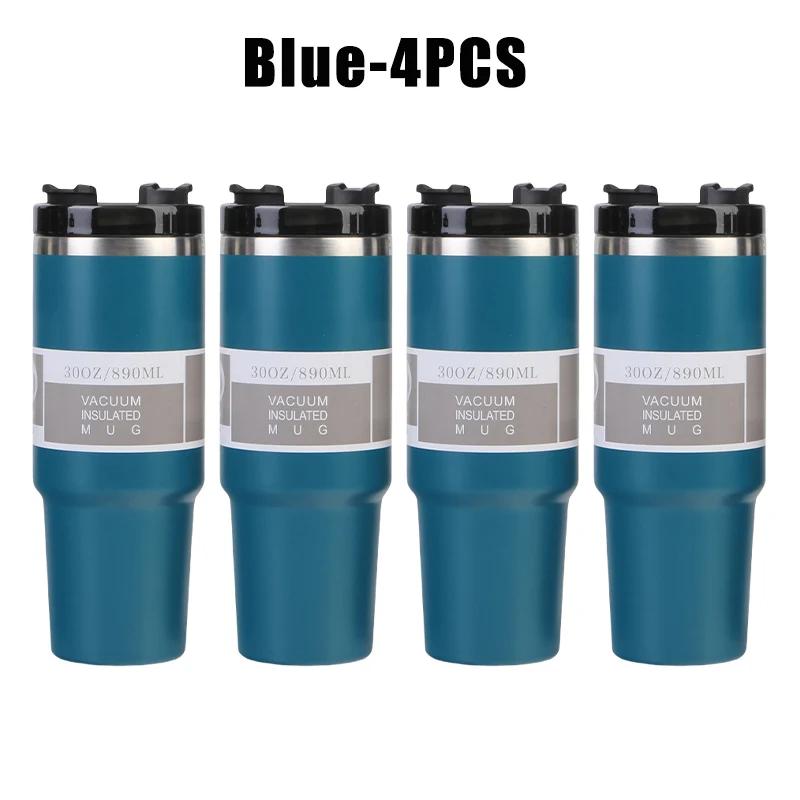 890ml High Quality Double Wall Cups 890ML Stainless Steel Portable Coffee Mug For Car With Lids Tumbler With Handle And Straw