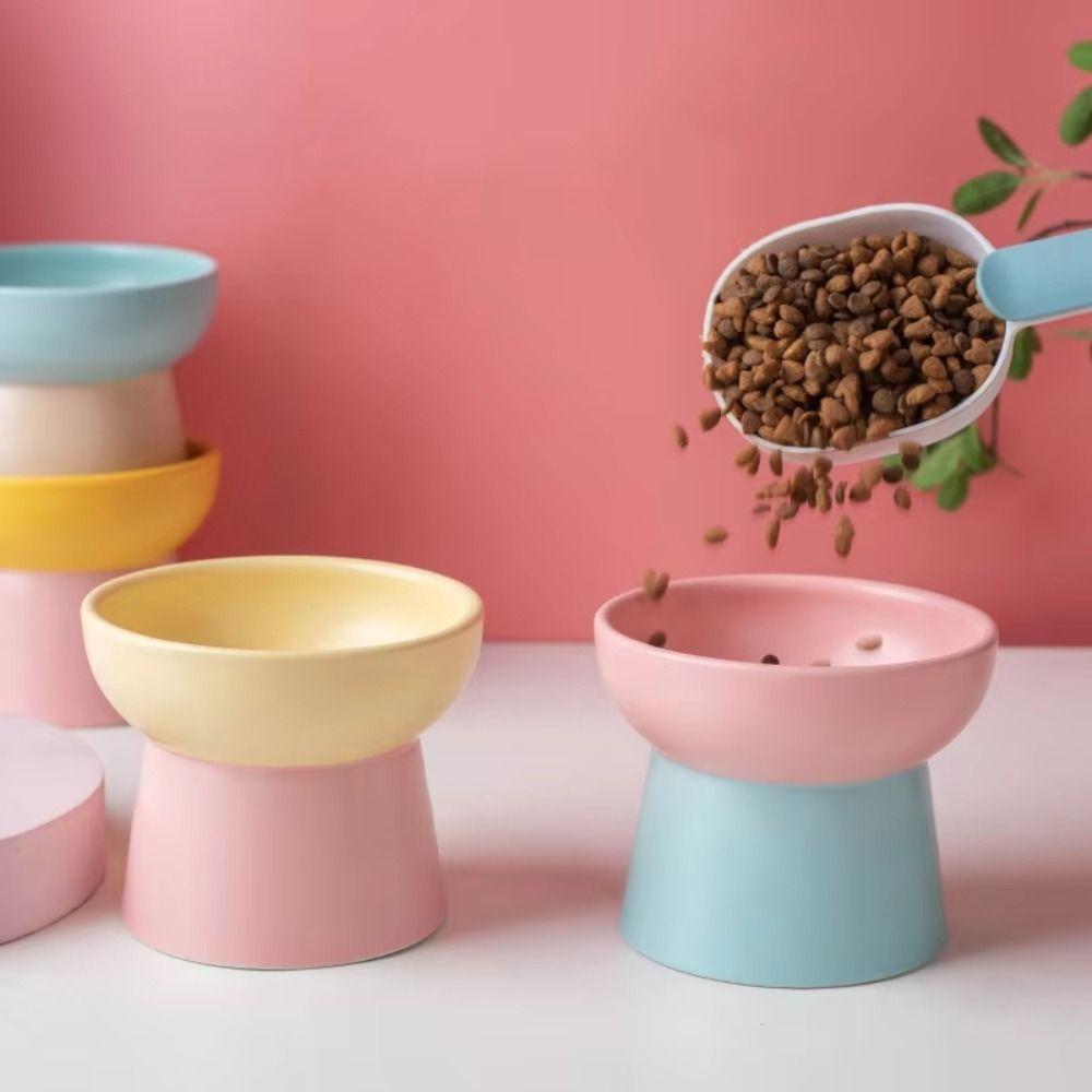 Ceramic Cat Elevated Bowl High Foot Pet Feeding Dishes Nordic Style Dog Food Water Feeders  Kitten