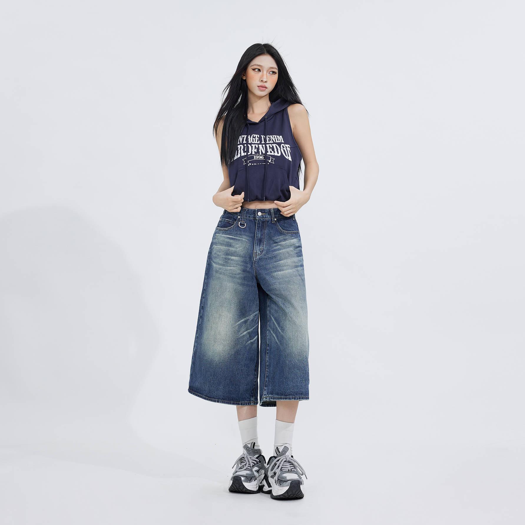 

Женские повседневные джинсы американского ретро с высокой посадкой и широкими штанинами L