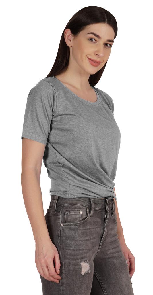 Inkmeso Summer Twist Front Knot Crop Top For Women With Short Sleeves Tee