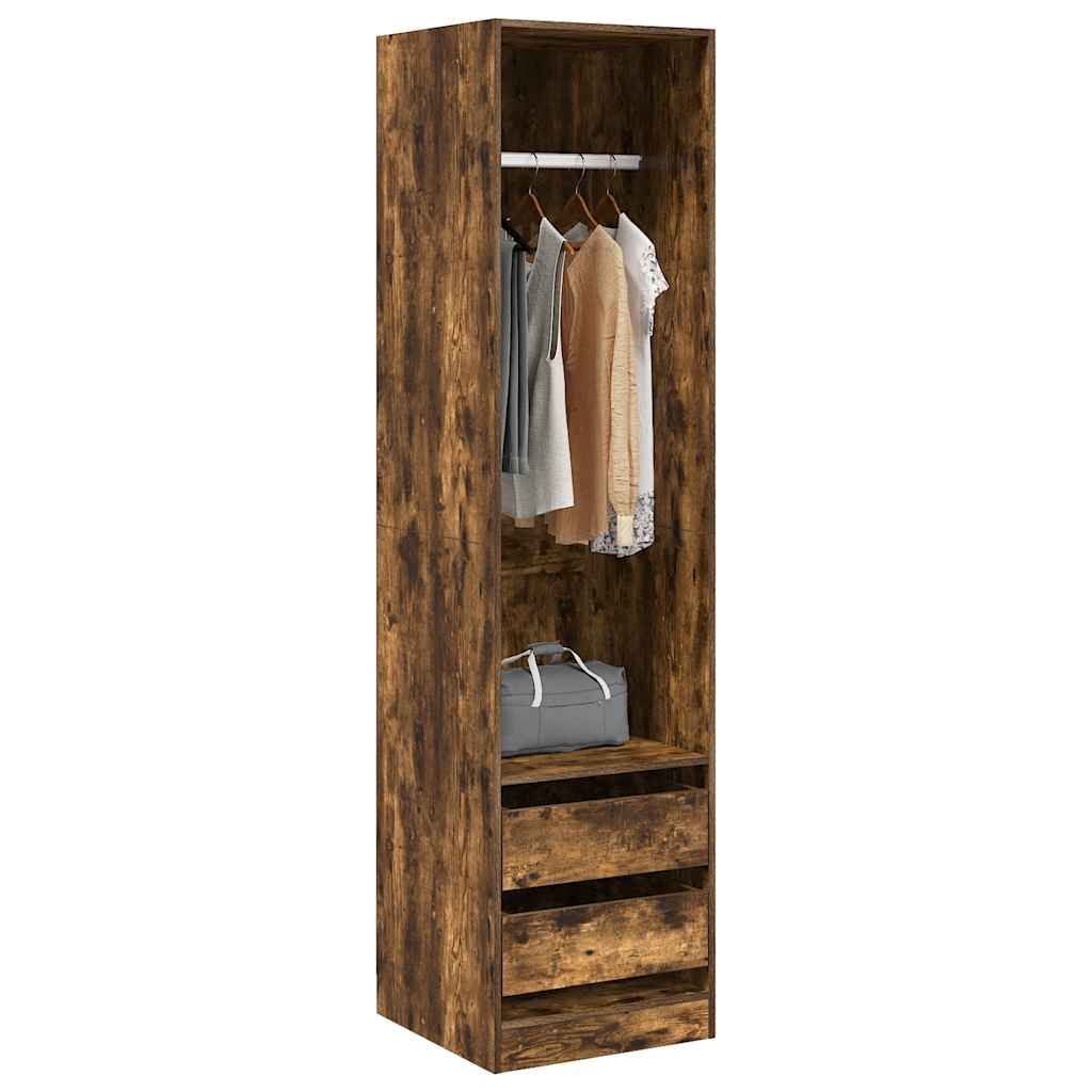 Wardrobe with Drawers Smoked Oak 50 x 50 x 200 cm