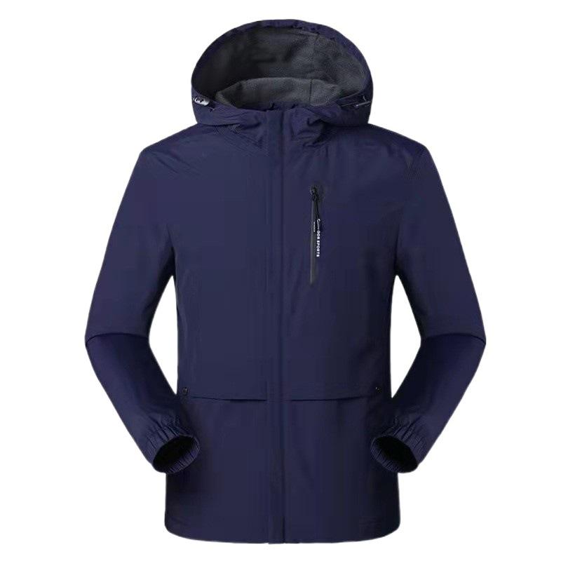 Spring and Autumn Men's Jacket, Men's Solid Color Outdoor Hooded Jacket