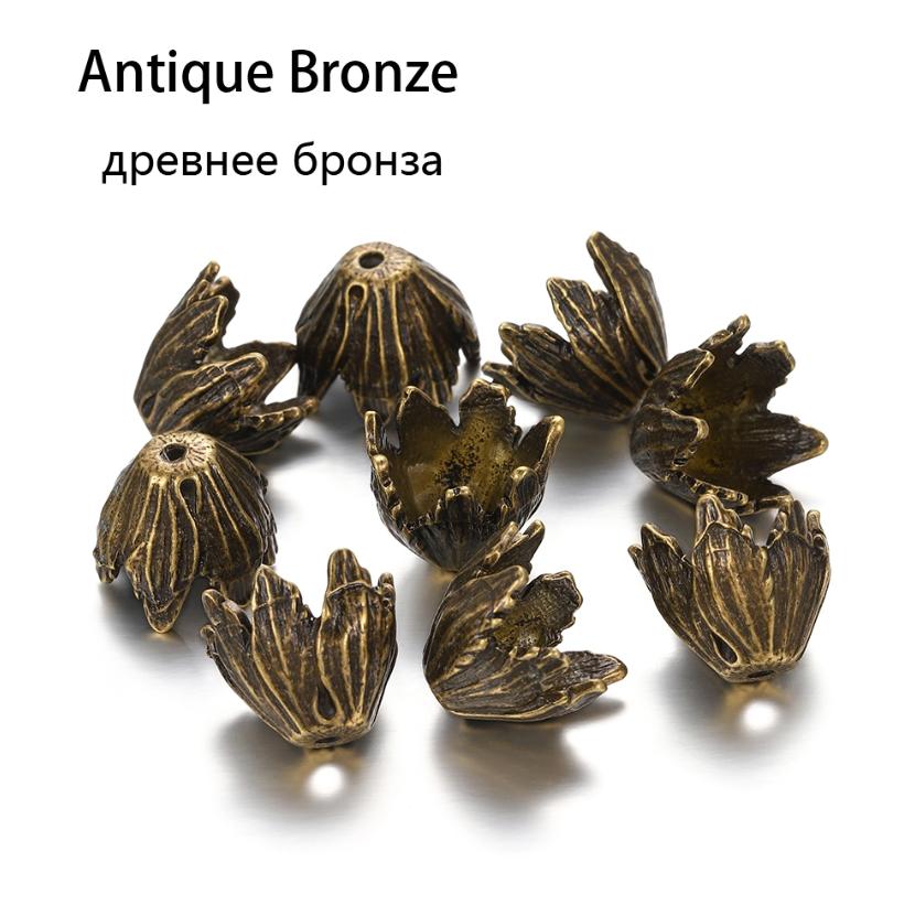 

4Style 2Pcs/Lot Alloy Hollow Flower Beads Caps End Cap Connectors for DIY Earrings Jewelry Findings Making Component Accessroies