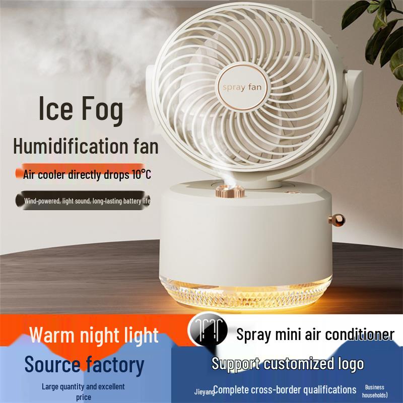 USB-Powered Oscillating Humidifier Fan - Portable Desktop Cooling for Dorms and Offices