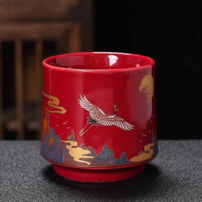 Shangqi Auspicious Cranes Ceramic Gongfu Master Tea Cup