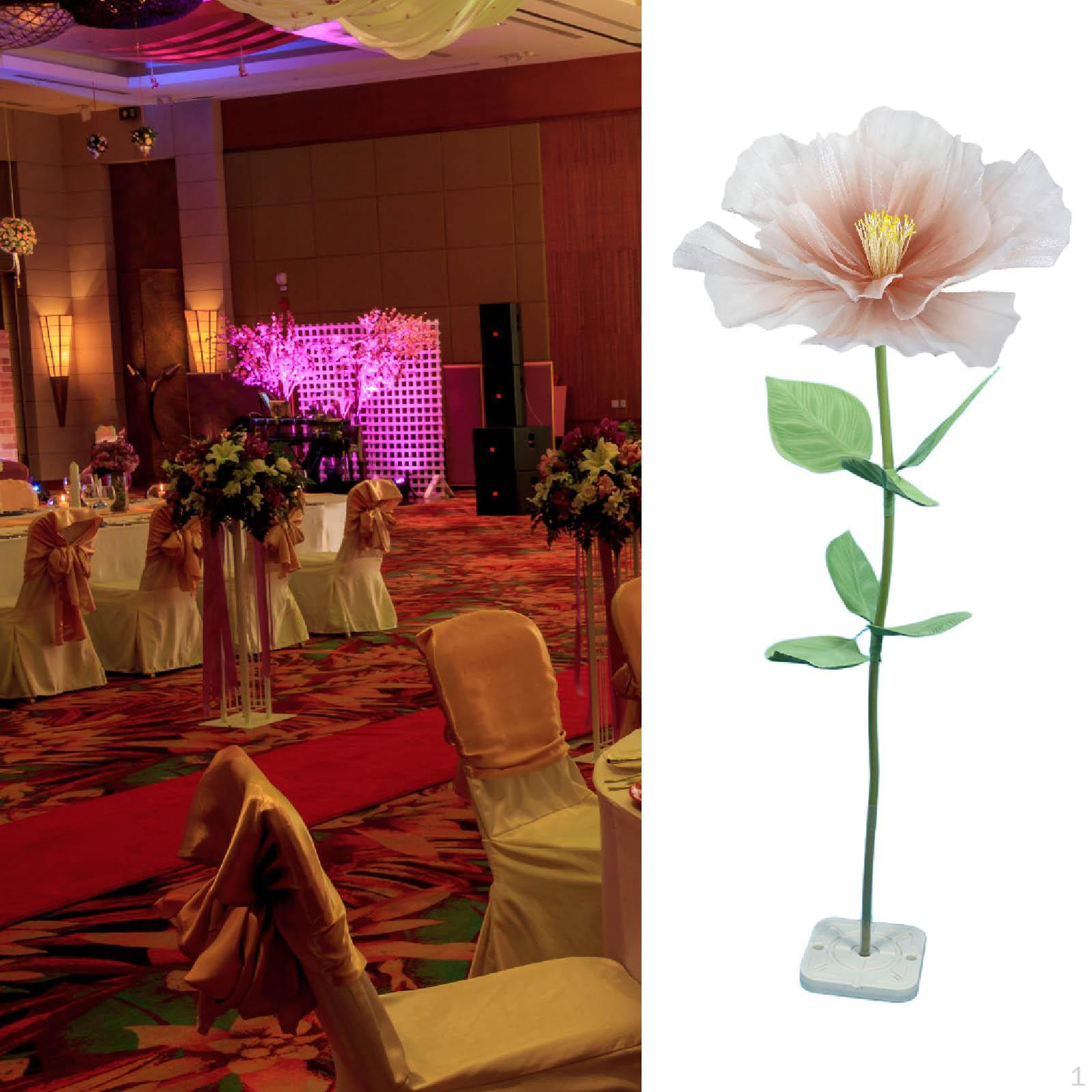 

30cm Diameter Artificial Flower Centerpiece, Realistic Floral Arrangement, for Garden, Indoor, Orange Pink