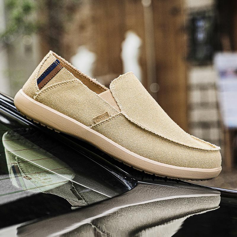 Fashion Men's Canvas Loafers Slip-On Breathable Comfortable Casual Shoes Lightweight Soft Sole Summer Outdoor Walking Sneakers for Men