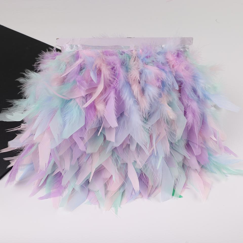 Feather10Meters Turkey Feather Trim Fringe 10-15CM Marabou Feathers Ribbon Handicrafts Clothes Dress Sewing Plumes Decoration