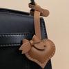 Simple Solid Color Pu Leather Love Bow Key Chain  Key Ring Pendant Versatile Backpack Decoration Accessories Gifts