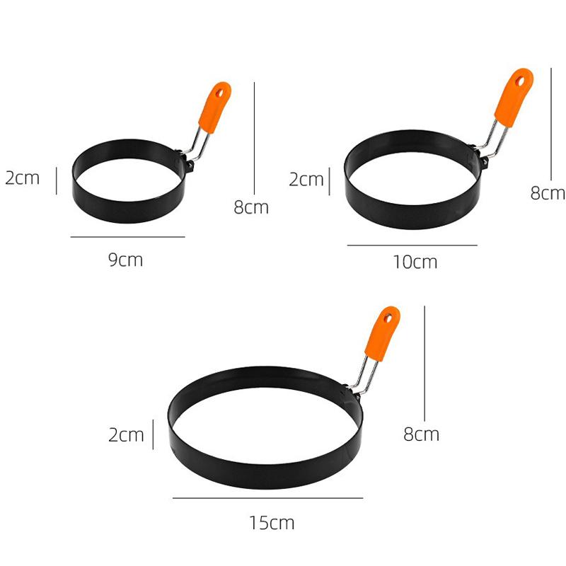 Non-Stick Stainless Steel Fried Egg Ring with Silicone Handle Scrambled Eggs Shaper Mold for Perfect Fried Eggs JDGJ009