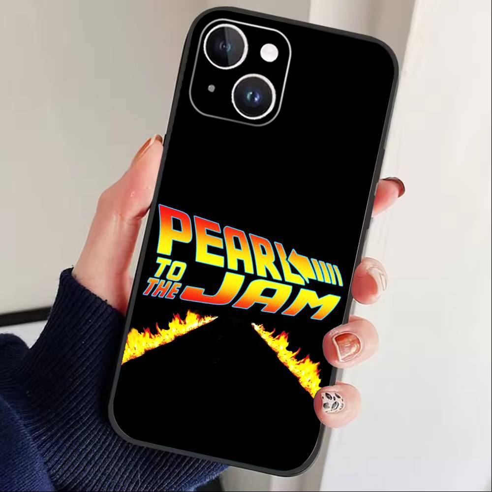 

R-Pearl Jam Phone Case For iPhone 17 16 15 14 13 12 Max Plus Silicone Black Cover iPhone14Plus
