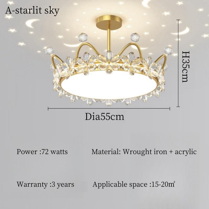 Modern Crystal Crown LED Ceiling Chandelier Lights Children Girls Bedroom Study Living Kid's Room Pendent Lamp Home Decoration