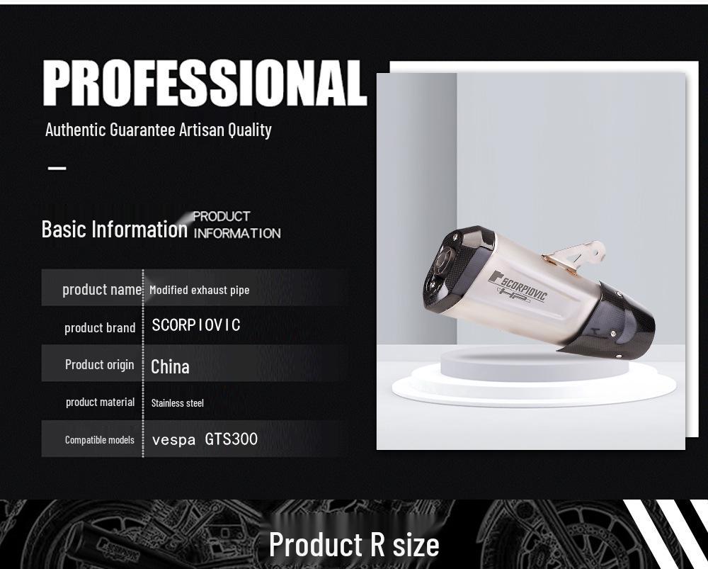 Vespa GTS Super 300 Carbon Fiber Exhaust Tail Section 2021-2022 Modification