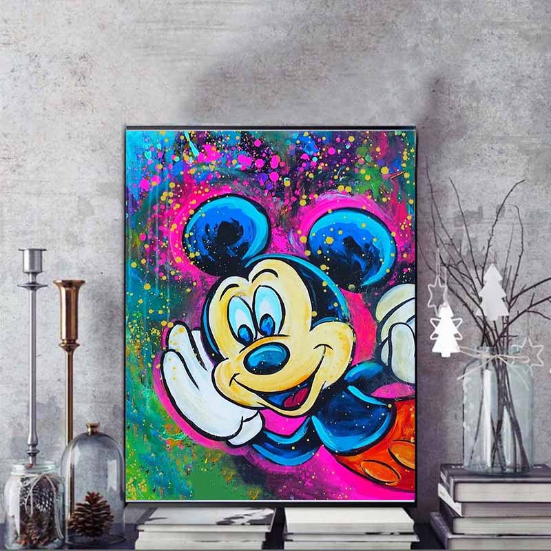 Disney Diamond Painting Mickey Pop Art Style Art Illustration 5D Cross Stitch Hanging Print 5D Puzzle Mosaic Embroidery Home Decor