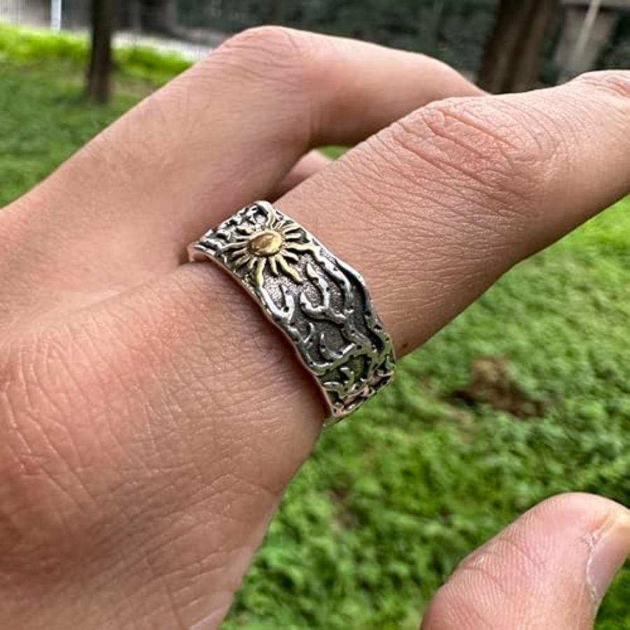 JWM Men's Rings Silver Plated Brass Ring for Men Women Adjustable Open Rings, Exquisite Packaging