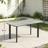 Outdoor Garden Coffee Table Garden Table With Slatted Wood Plastic Composite Top And Metal Frame Grey