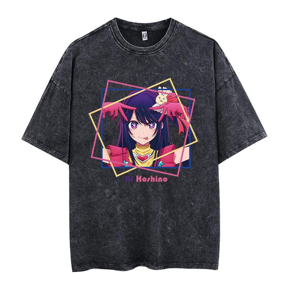 Acid Tshirt Kawaii Oshi No Ko Anime Ai Hoshino Cosplay Tshirt Hot Cartoon Fans Otaku TShirt Casual Solid Cotton Unisex Tee