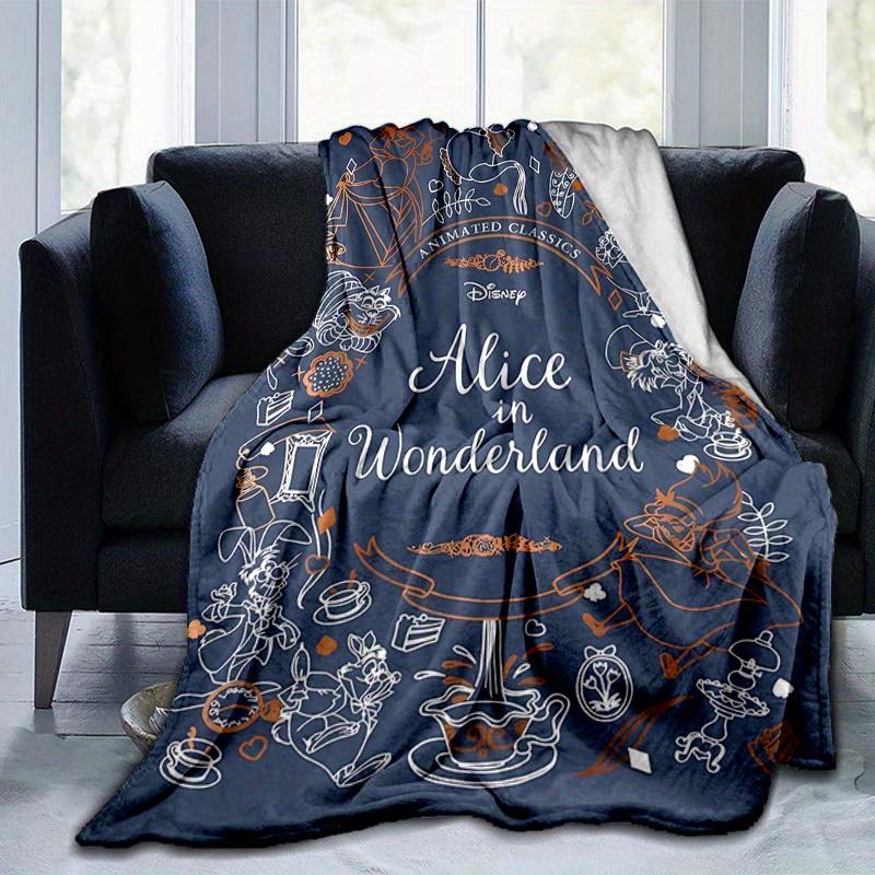 1 Stück, Dekorative Flanell-Kuscheldecke für Zuhause, Alice im Wunderland Design, Perfektes Geschenk für Schlafzimmer, Wohnzimmer, Reisen