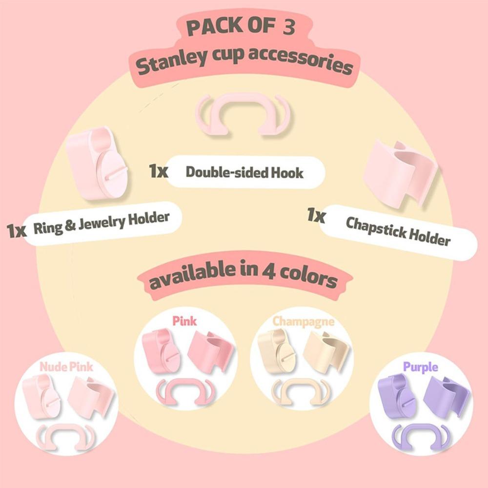 3pcs/set Pinkycolor Lipstick Organizer Lipstick Storage Clip  for Stanley 30oz/40oz Cup