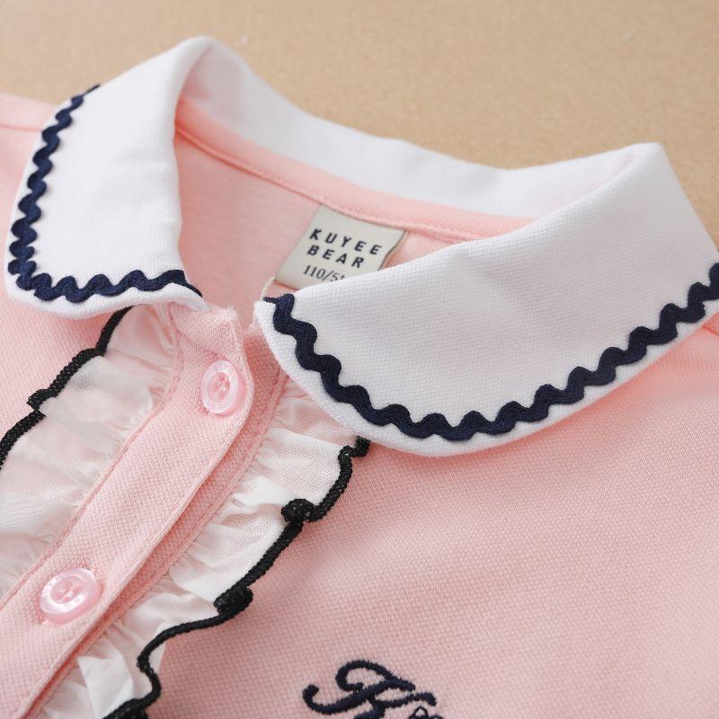 Dívčí polokošile léto Krátké rukávy Topy Dětské Bavlněné tričko Oblečení s límečkem pro děti 4-12 let Roztomilé oblečení