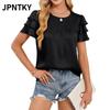 JPNTKY Women's Fashion Casual O-Neck Short Sleeve Blouses & Shirts