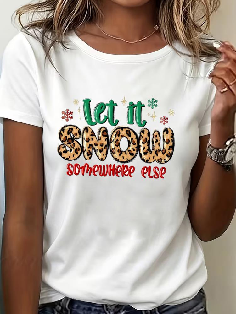 (Asian Size) Tee Top Print New Year trend lovely Clothing T Shirt Women Fashion Christmas Festival Female Woman Short Sleeve Graphic T-shirts