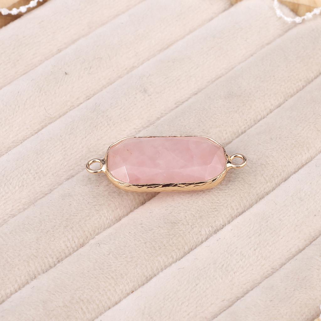 Conectores Piedra Natural cuarzo rosa/amazonita conector facetado rectangular para fabricación de joyería DIY collar pulsera accesorio