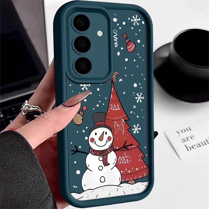 Cartoon Christmas Snowman Phone Cover For Samsung Galaxy S25 Edge S24 FE S23 S22 Ultra Plus A17 A56 A36 A16 A15 A55 A54 A53 5G Soft Phone Cover