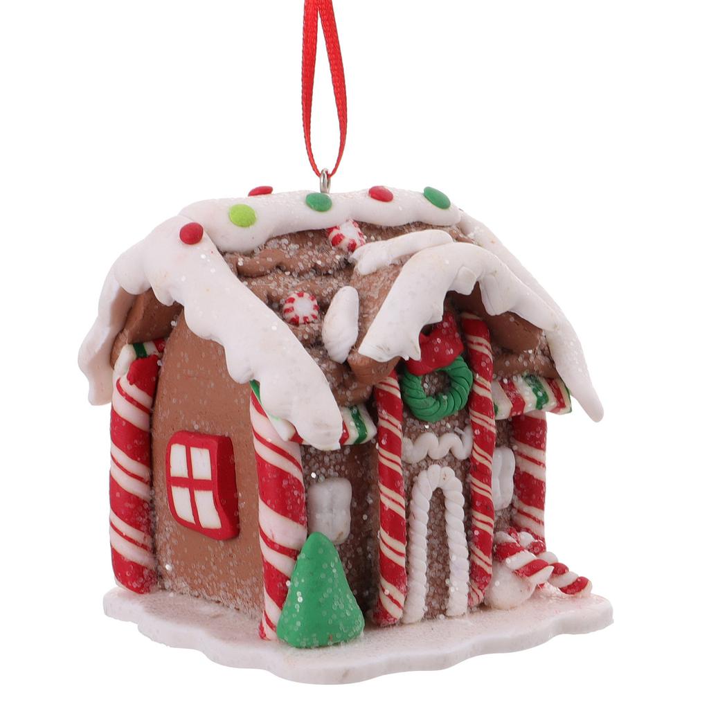 Realistic House Style Christmas Hanging Ornament Resin Material Xmas Tree Decor Festive Party Living Room Decoration