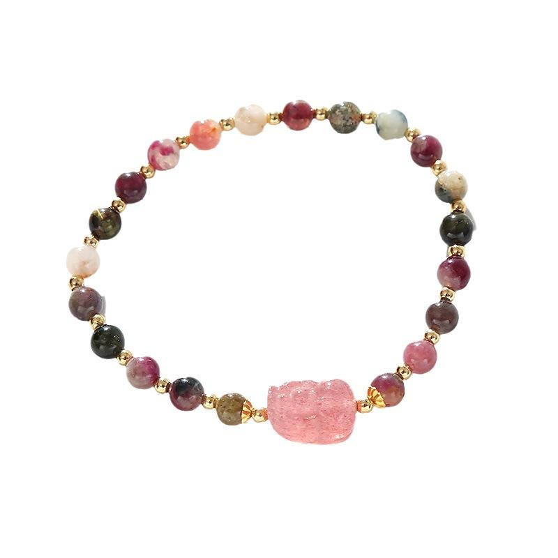 Moonstone Tourmaline Bracelet Strawberry Crystal Bracelet Retro Bangles Women Fashion Jewelry Accessories Gift