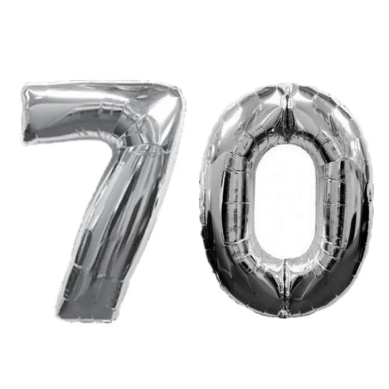 32 Zoll Gold Silber Zahlen Folienballons 10 20 30 40 50 60 70 80 90 Jahre Alt Kind Erwachsener Geburtstag Jubiläum Party Dekoration