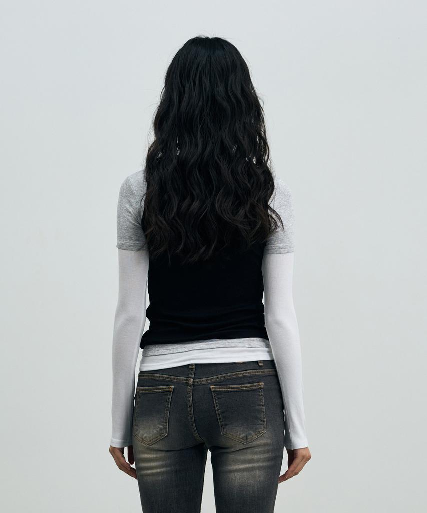 Alikim Comet Layered Sleeve Top / Black