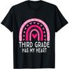 3rd Third Grade Has My Heart Valentines Day Teacher Rainbow T Shirt
