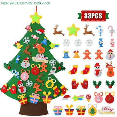 Filz Weihnachtsbaum für Kinder - DIY Klett-Ornamente Set Pädagogische Feiertagsdekoration