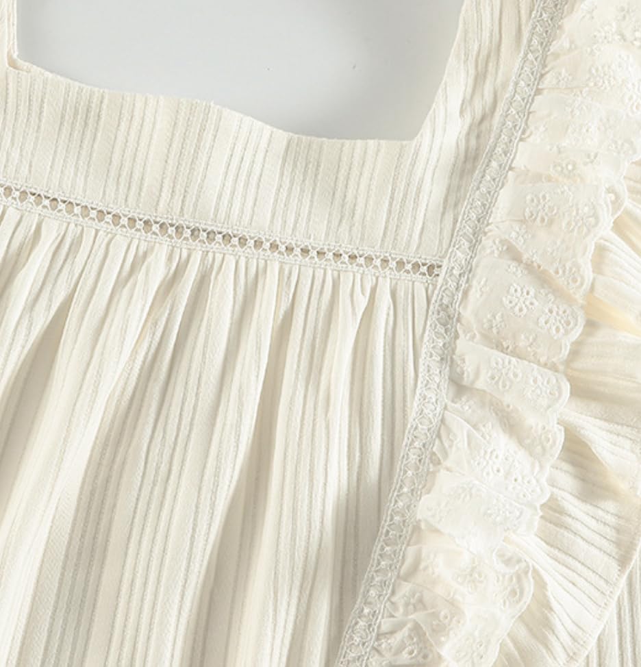 Lolita Long Sleeve Pajama Set Pants White Cosplay Ruffles White [Lady Lazy] (L)